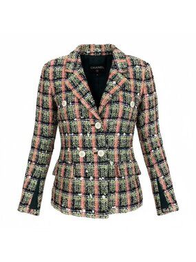 Chanel Cd7 Cruise Line Sequin Blend Tweed Jacket 34 CC Logo Button